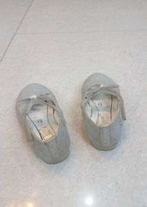 Sparkly Silver Flats with Bow