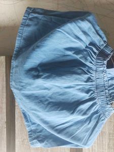 Blue Denim Skirt with Colorful Buttons