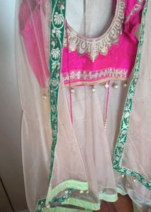 Girlish Peach And Magenta Lehnga