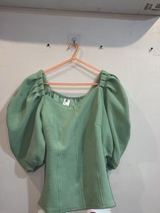 Light Green Puff Sleeve Top
