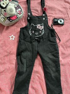 Cute Hello Kitty Denim Pinafore Dress