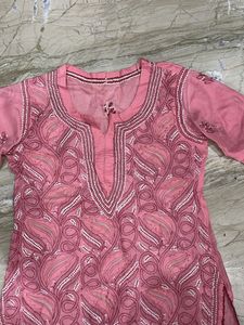 Elegant Pink Chikankari Kurti