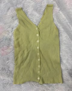 Cute Green Button-Down Tank Top