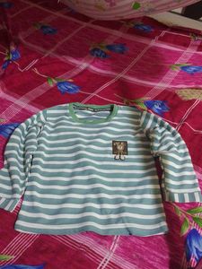 Cute Striped Bear Long Sleeve Top