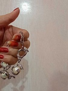 Rhodium Plated Silver Pearl Bracelet