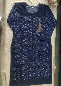 Blue Denim Kurta with Eiffel Tower Ston