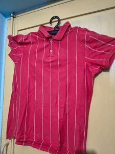 Men's Red Striped Polo T-Shirt