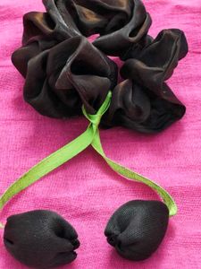 Cute Dark Brown Scrunchie with Ribbon