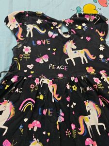 Cute Unicorn Print Girls Dress