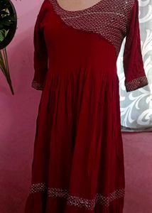 Elegant Maroon Embellished Ethnic dress