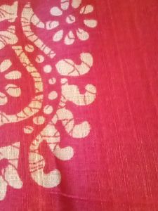 Red Saree with Ethnic Block Print