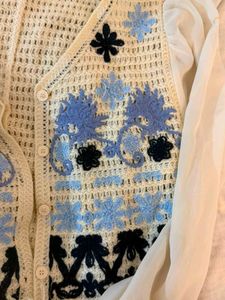 (negotiable)Boho Cute Crochet Knit Button-Up Vest