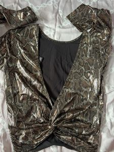 Sparkly Snake Print Long Sleeve Top