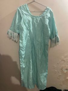 Beautiful Teal Kurta with Tassels &amp; Lace