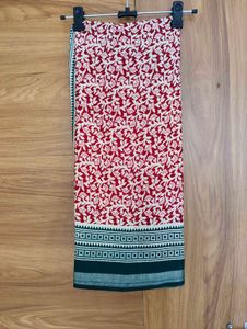 Red Floral Print Saree
