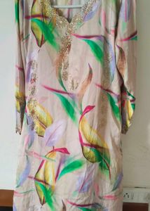Beautiful Floral Print Kurta with Embellishments