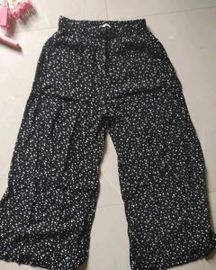 Black Dotted Wide Leg Palazzo Pants