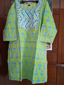 Green Printed Kurta