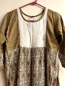 white & Tan colour kurta