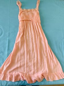 Peach Strapless Maxi Dress