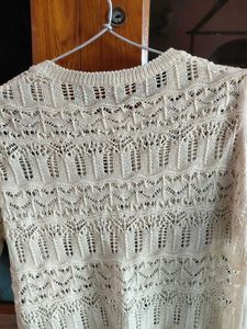 Cream Cable Knit Short Sleeve Top
