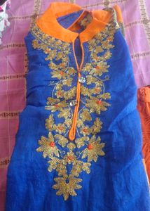Beautiful Blue Embroidered Kurti