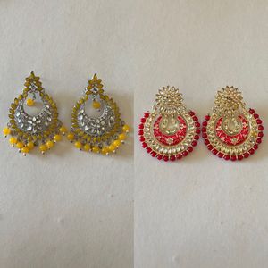 Stunning dark pink & Gold Jhumka Earrings