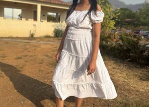 White Off-Shoulder Tiered Maxi Dress