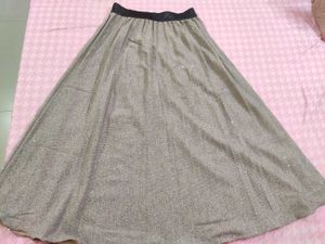 New Grey A-Line Midi Skirt