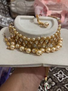 Elegant Pearl &amp; Crystal Choker Set