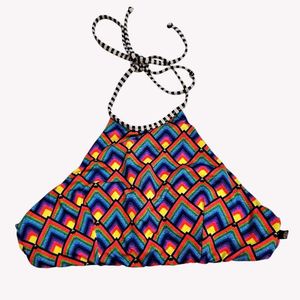 Vibrant Rainbow Geometric Bikini Top