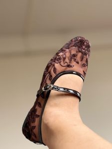 Mesh Embellished Mary Janes