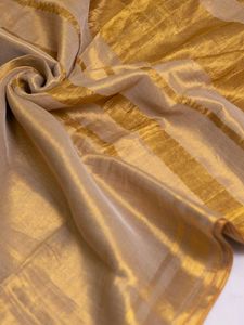 Elegant Gold Stripe tissue cotoon Saree