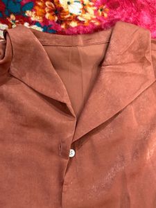 Stylish Salmon Pink Button-Down Top