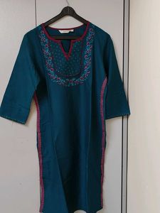 Teal Embroidered Kurta