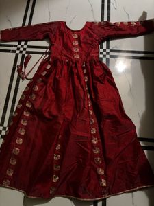 Price Drop Red Anarkali with beautiful Dupatta