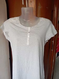 M&amp;S Striped Henley T-Shirt Dress
