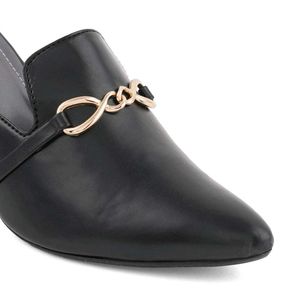 Chic Black Loafers with Gold Accent