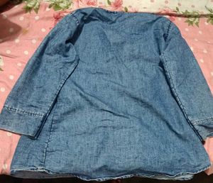 Denim Blue Embroidered short kurti