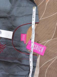 New Grey Mahroon Kurti Churidar Dupatta Set