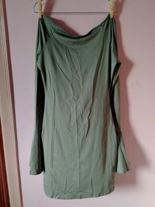 Elegant Square Neck Bell Sleeve Midi Dress