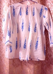 Blue and white boho kurta