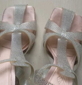 ZARA Rhinestone Clear Heel Sandals