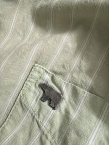 The bear house Light Green Striped Casual Shirt