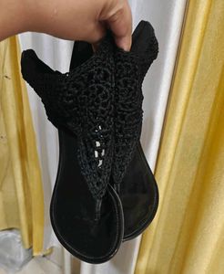 Black Crochet Gladiator Sandals