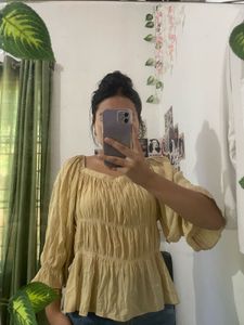 Chic Ruffled Square Neck Peplum Top