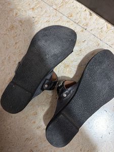 Black Leather Kolhapuri Style Sandals