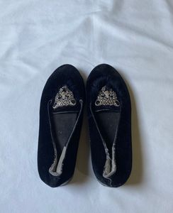 Black Velvet Slippers