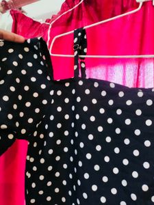 Polka Dot Cold Shoulder Top
