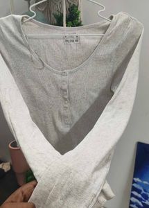 Ribbed Long Sleeve Henley Top